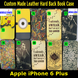 Custom Made Leather Hard Back Book Case For iPhone 6 Plus A1522 with Magnetic Strap Shell (73-82) Slim Fit Look